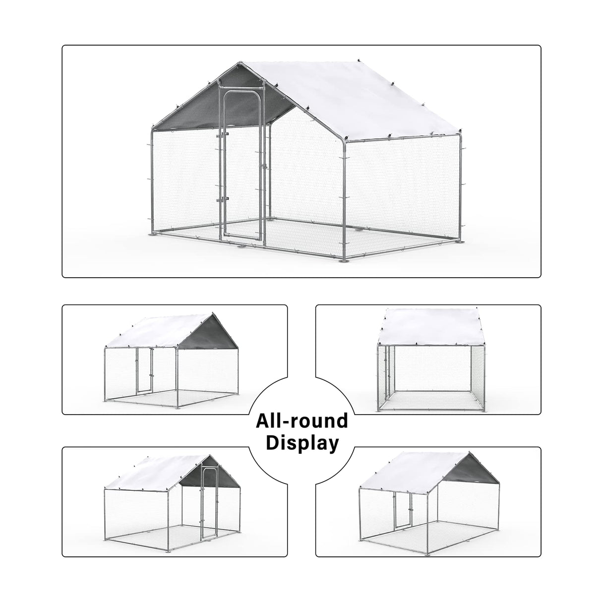 Chicken Coop Large Metal Chicken Run for Yard Chicken Pen/Cage Outdoor Walk-in Chicken House Heavy Duty Poultry Cage with Waterproof and Anti-UV Cover for Farm Use WoodArtSupply