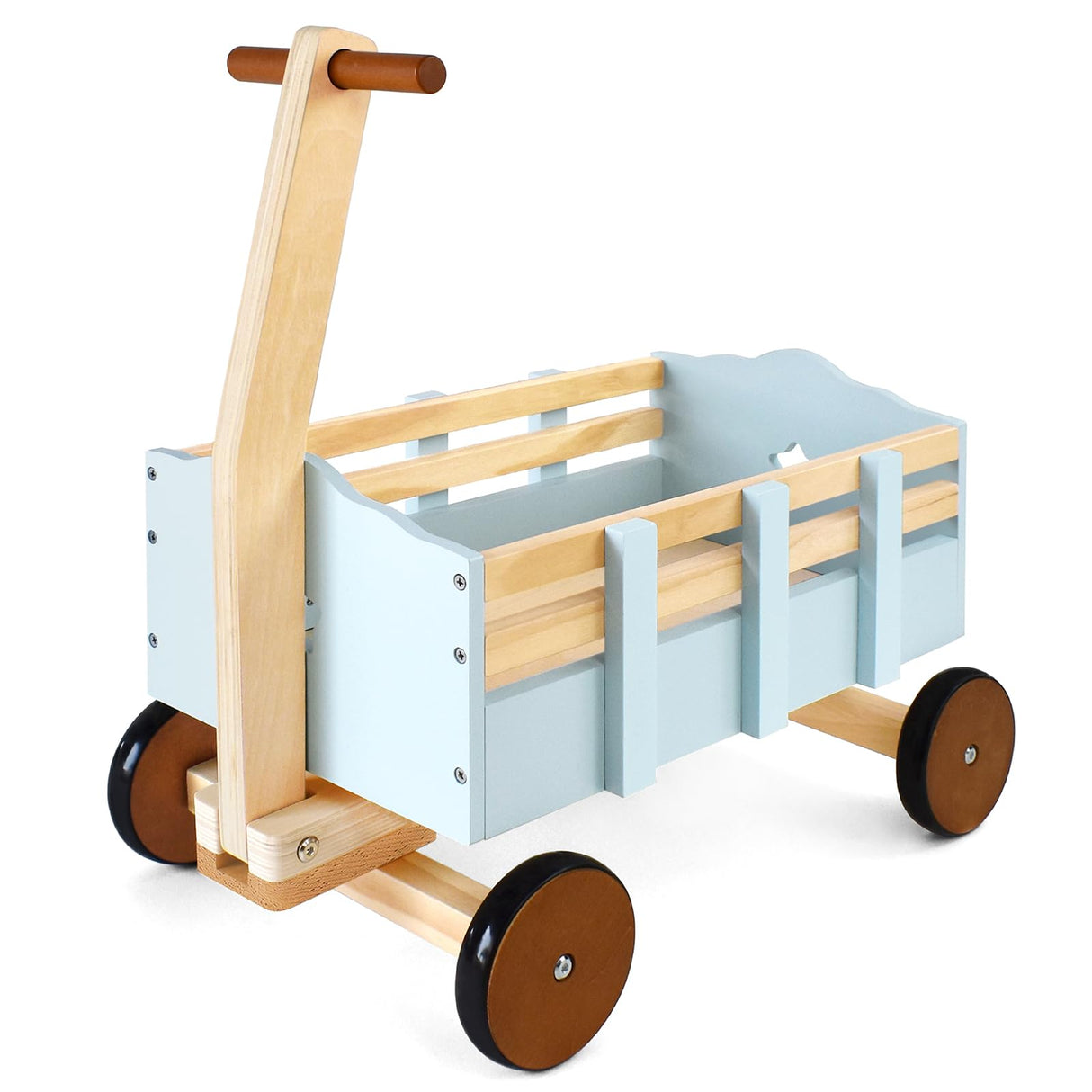 PairPear Kids Wagon Toy,Wooden Toys Cargo Walker Cart Wagon Stroller,Toddler Push and Pull Baby Walker Gift for Babies Boys and Girls PairPear