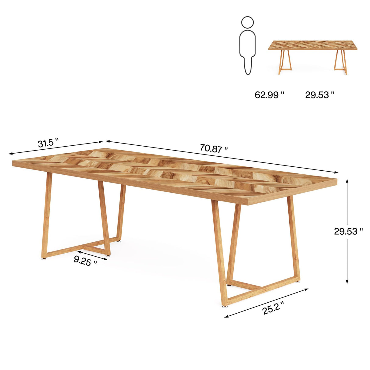 Tribesigns 70.8 Inch Executive Desk, Large Computer Desk Workstation Table, Modern Large Office Desks Small Conference Table Business Furniture for Home Office, Walnut Tribesigns