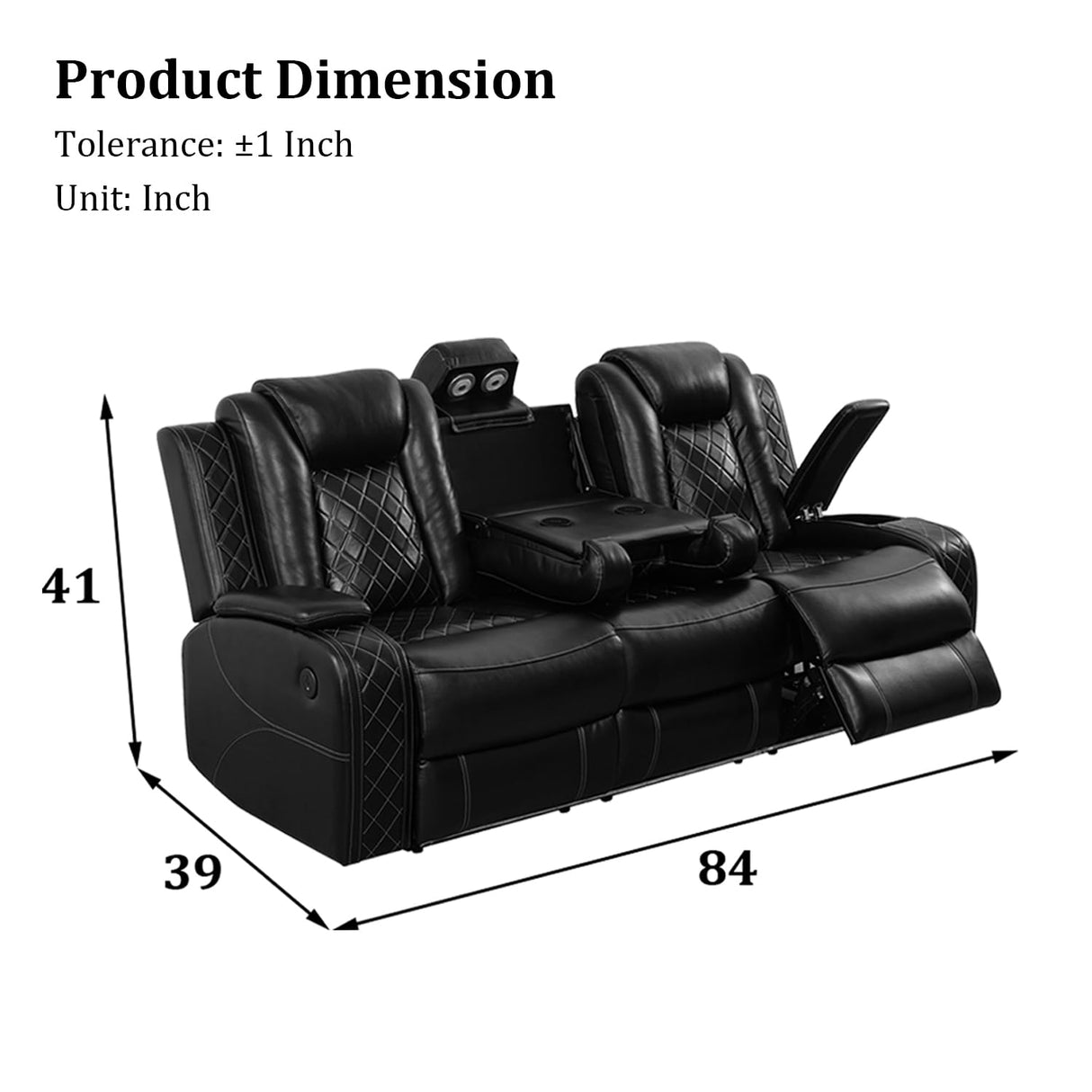 SIENWIEY Power Leather Recliner Sofa Set with LED Lights, Recliner Couch Set for Living Room Furniture Sets,Leather Couch with USB Port/Reading Lamp,Sofa+Chair+Chair SIENWIEY