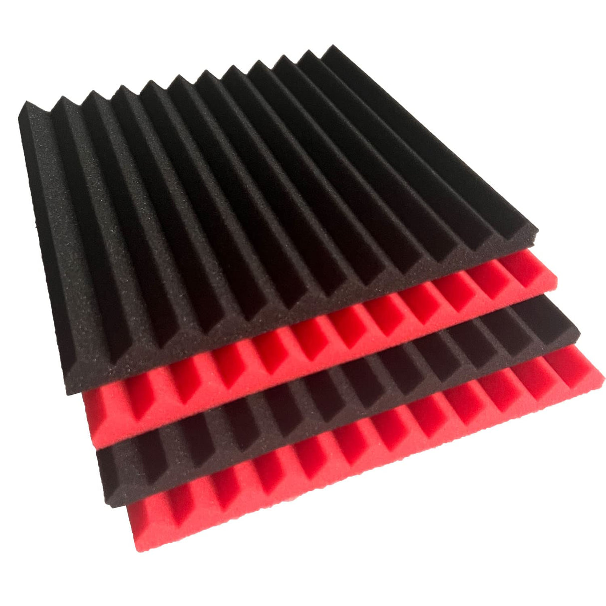 52 Pack Black red 1" x 12" x 12" Acoustic Wedge Studio Foam Sound Absorption Wall Panels XIN&LOG