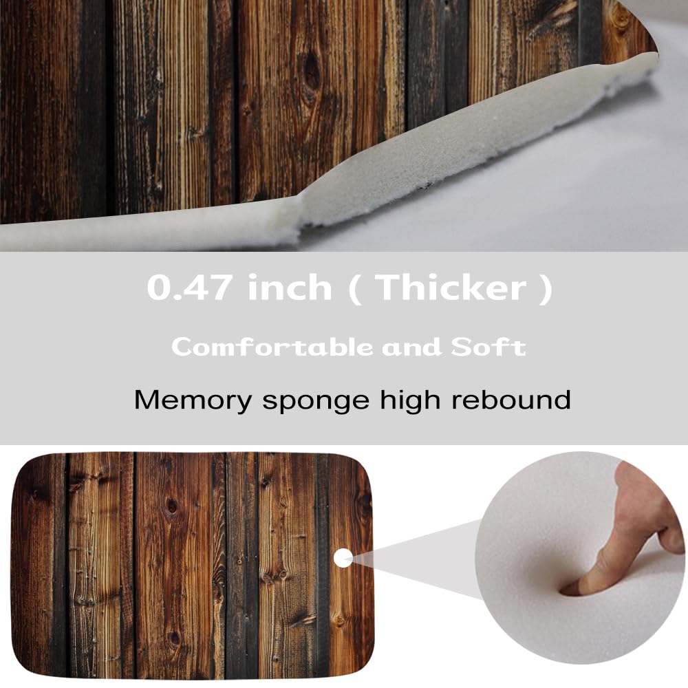 Final Friday Rustic Farmhouse Wooden Board Print Bathroom Rugs and Mats Sets 3 Piece, Wood Western Country Bath Mat 20 x 31 in, Coral Velvet Memory Foam U-Shaped Contour Shower Mat Non Slip Absorbent Final Friday