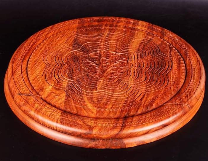 DSKMED Handmade Wood Carving Fruit Plate -Wooden Fruit Basket, Foldable Bamboo Dried Fruit Basket Collapsible Bread Nuts Baskets, (C) DSKMED