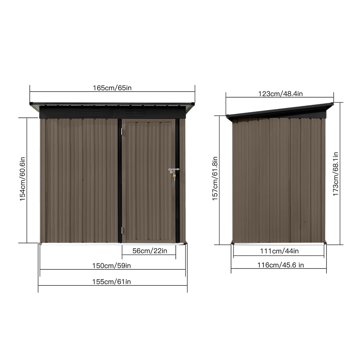 Metal Outdoor Storage Shed 5 x 4 FT, Steel Utility Tool Shed Storage House with Sloping Roof and Lockable Door, Waterproof Garden Storage Tool Shed for Backyard Patio Lawn (Brown, 5X4 FT) Anwick