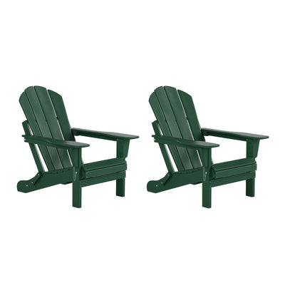 WestinTrends Outdoor Adirondack Chairs Set of 2, Plastic Fire Pit Chair, Weather Resistant Folding Patio Lawn Chair for Outside Deck Garden Backyard Balcony, Dark Green