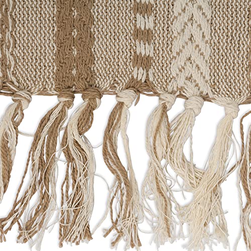 DII Farmhouse Braided Stripe Table Runner Collection, 15x72 (15x77, Fringe Included), Stone DII