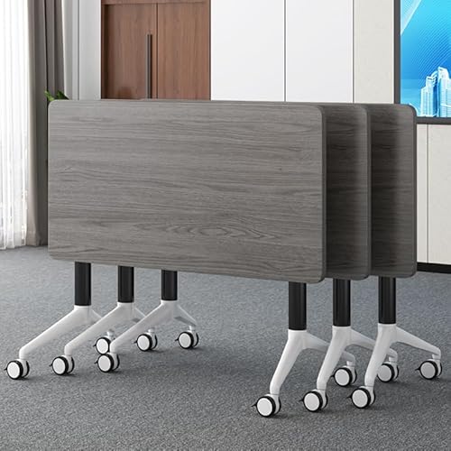 Alfalfalulu Conference Table, Folding Conference Room Tables with Flip-Top Design, Mobile Rectangular Modular Tables for Office Meetings and Training Sessions (Gray, 47.2×15.7×29.5in) Alfalfalulu