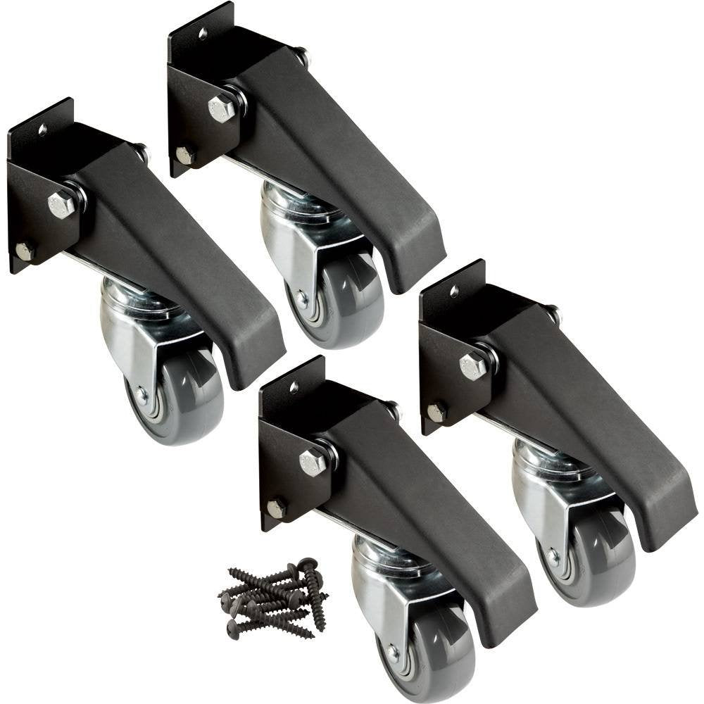 Rockler Workbench Casters (Pack of 4, Satin Black) - Industrial Casters w/Easy-Spin 2-3/8” Wheels - Durable Steel Heavy Duty Casters Set of 4 - Kit includes Mounting Screws for Easy Installation ROCKLER