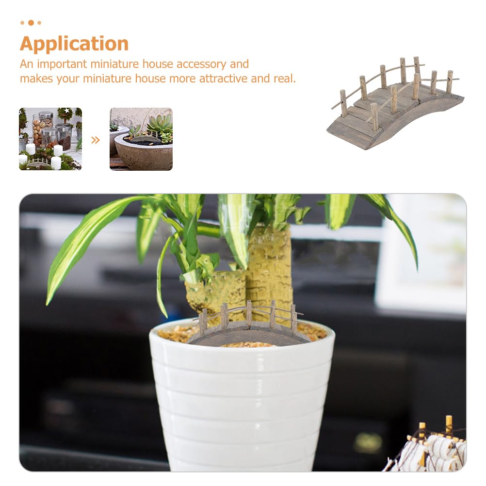 Gadpiparty Garden Bridge 2pcs Miniature Wooden Arch Bridge Model Mini Garden Ornaments Micro Landscape Decor Miniature House Decorations Gadpiparty