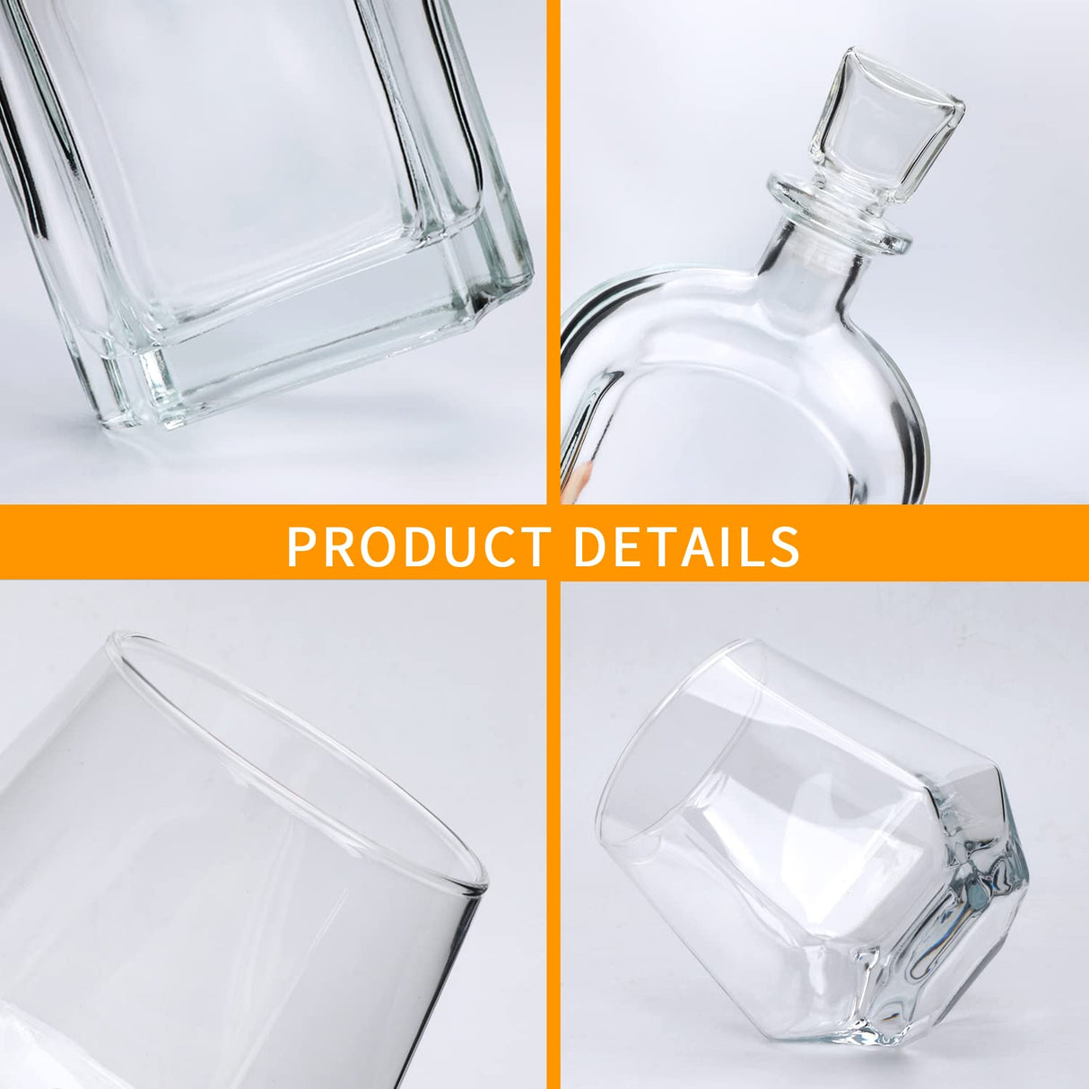 Cadamada 24oz Whiskey Glass Bottle,Decanter Set with Glasses,Delicate Decanter Set for Tequila, Brandy, Scotch & Vodka, Gifts, Bar & Party Decorations Cadamada