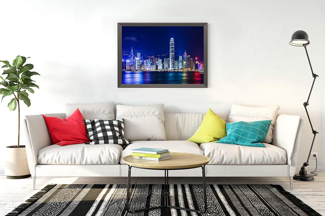 DIY 5D Diamond Painting Kit Hong Kong Skyline Hongkong Night City Cityscape Building Business 16" X 20" Adult Full Drill Rhinestone Cross Stitch Art Crafts for Home Decoration Suklly