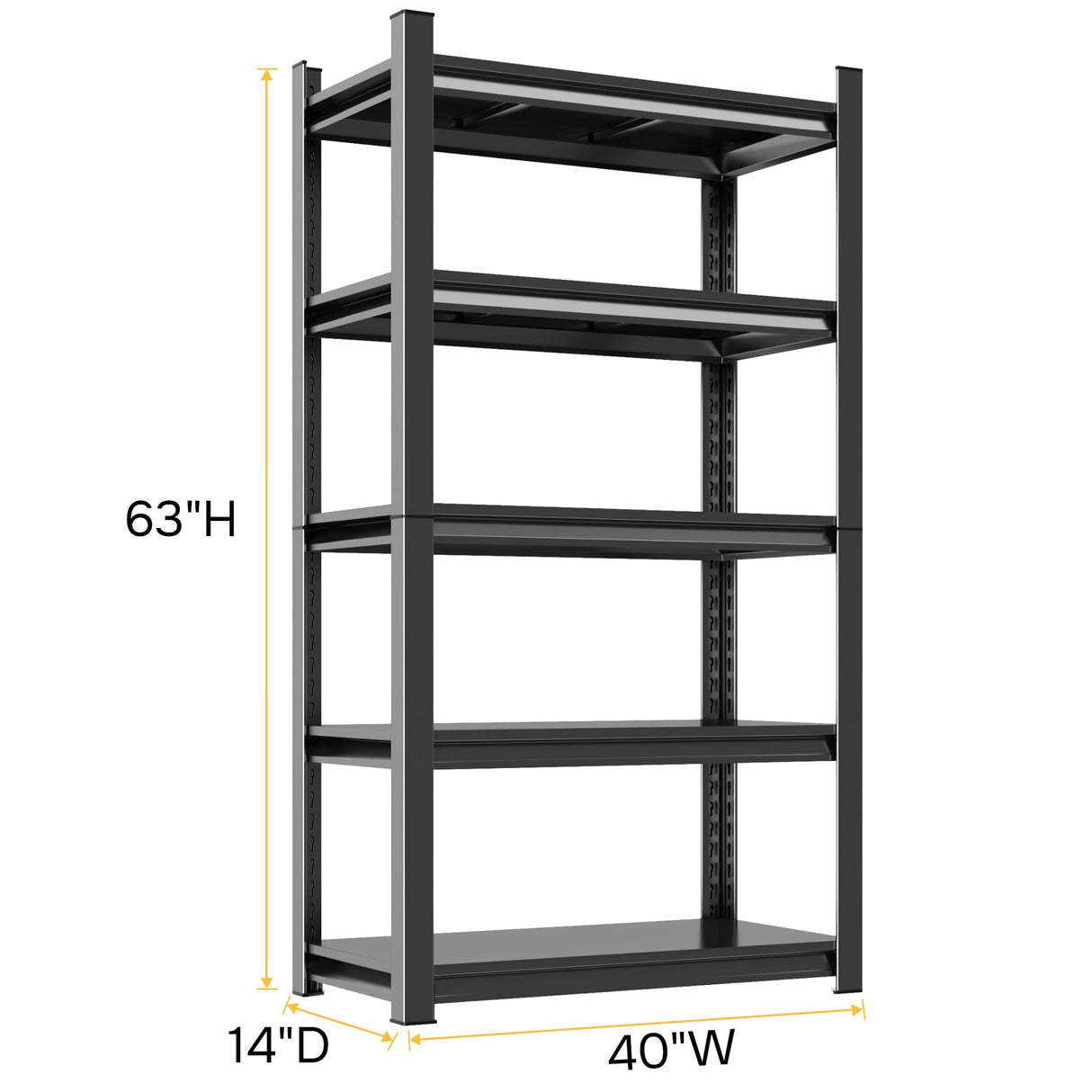63''H Garage Shelving Heavy Duty Garage Storage Shelves, 3000LBS Capacity Adjustable 5 Tier Metal Industrial Shelf Unit for Kitchen, Utility Room, Warehouse and Basement, Black (14''Dx40''Wx63''H) ErgoNova