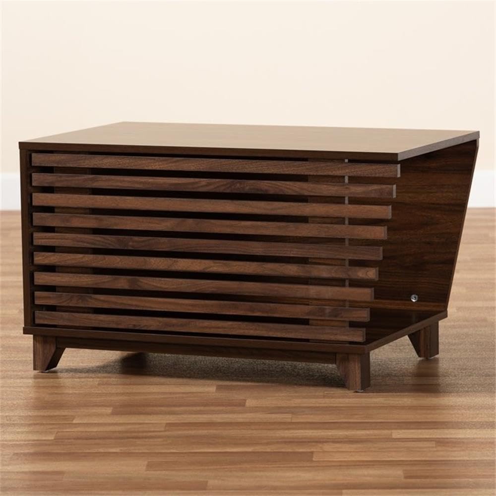 Baxton Studio Eckhart Modern and Contemporary Walnut Brown Finished Wood Cat Litter Box Cover House Baxton Studio