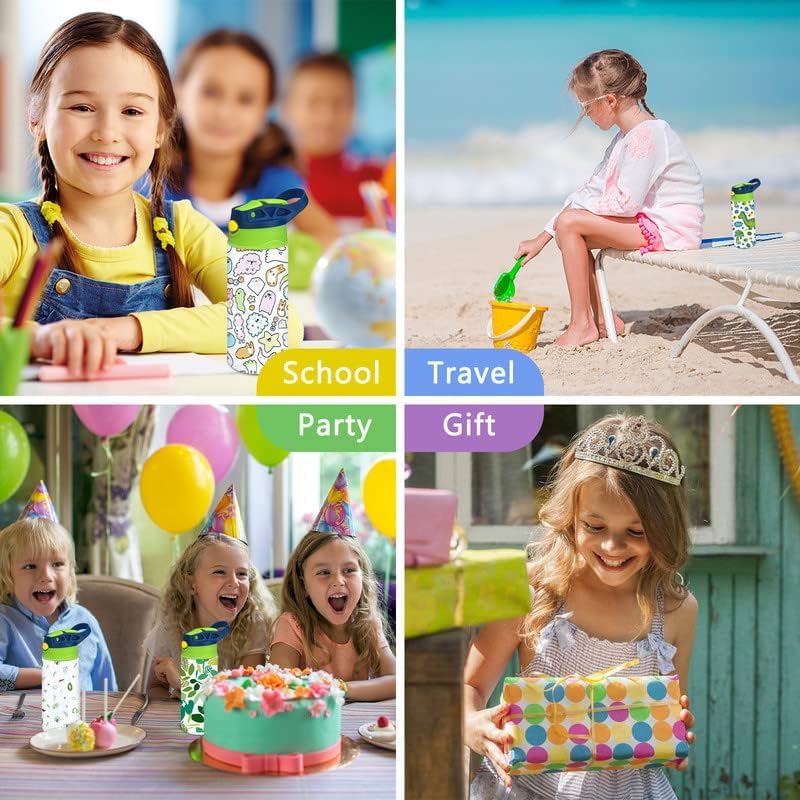 XccMe Sublimation Sippy Cup,12oz Stainless Steel Toddler Water Bottle,Double Wall Vacuum Insulated Sippy Tumbler with Handle Spill Proof and Shrink Films,Children Thermos XccMe