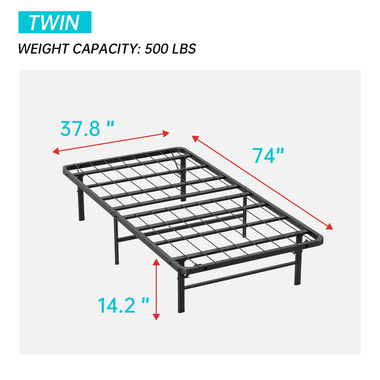 Twin Bed Frame Metal Platform Bed Frame Twin Size 14 Inch Mattress Foundation Box Spring Replacement Heavy Duty Steel Slat Easy Assembly Noise-Free,Black BestMassage