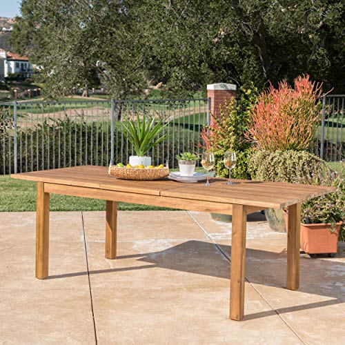 Christopher Knight Home Wilson Outdoor Expandable Acacia Wood Dining Table , Teak Finish Christopher Knight Home