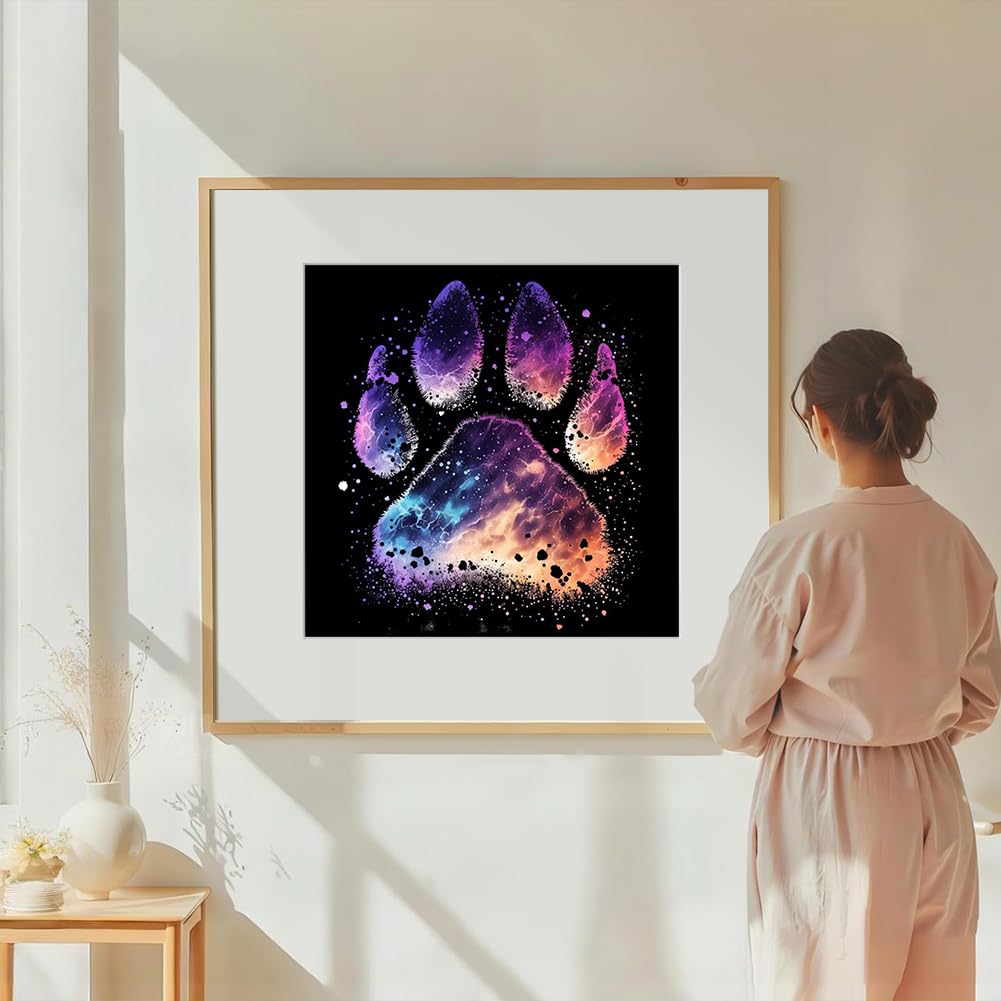 DIADAY 5D Dog Diamond Art Kits for Adults, Round Gem Landscape Diamond Painting Kits for Beginners, Full Drill Art Crafts DIY Home Wall Decor Gift, 12 x 12 Inches DIADAY