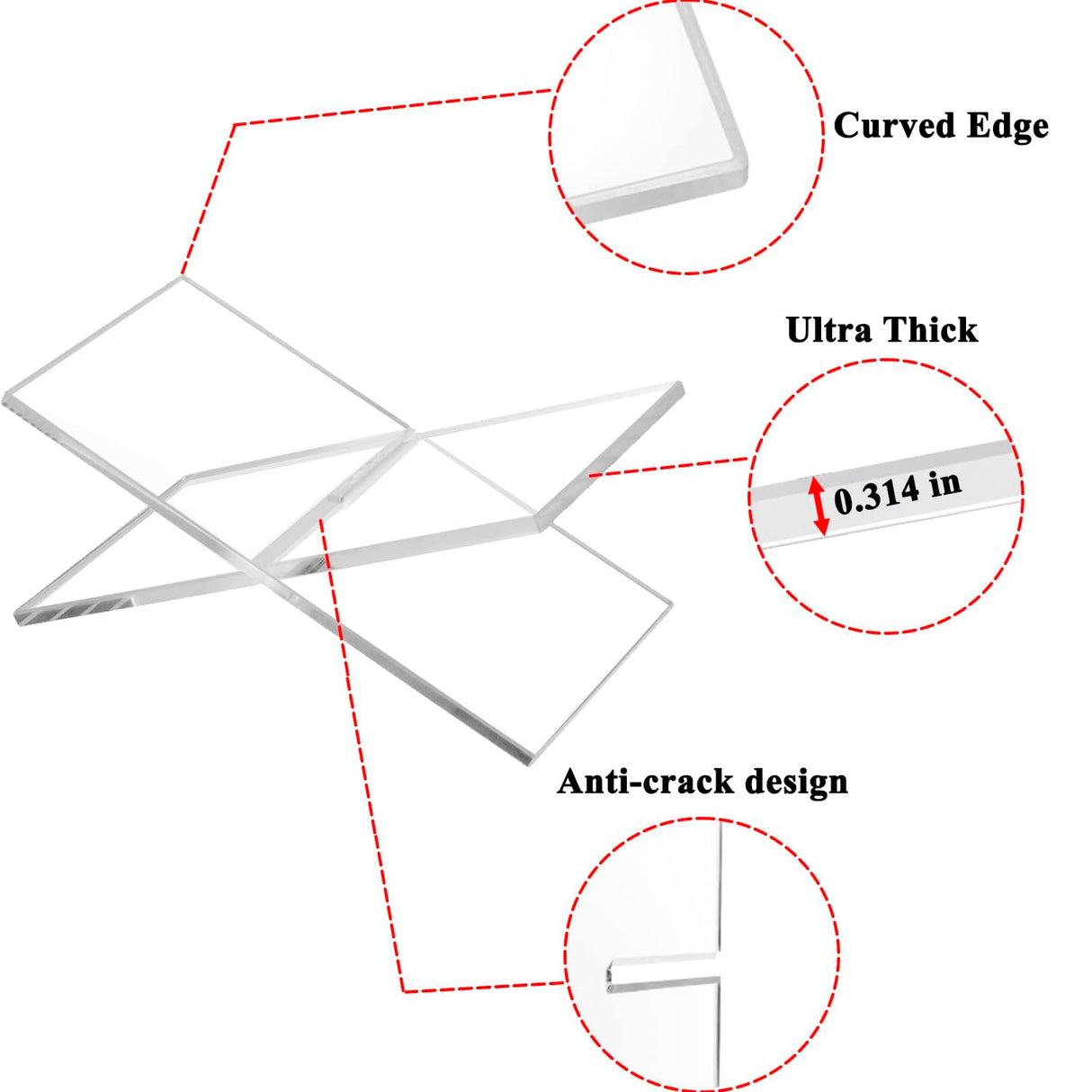 Large Clear Acrylic Book Stands for Display, Amlits, Best Reading Bookstand Display Open Holder for Cook Books Magazines, Newspaper, Textbooks (Clear) Amlits