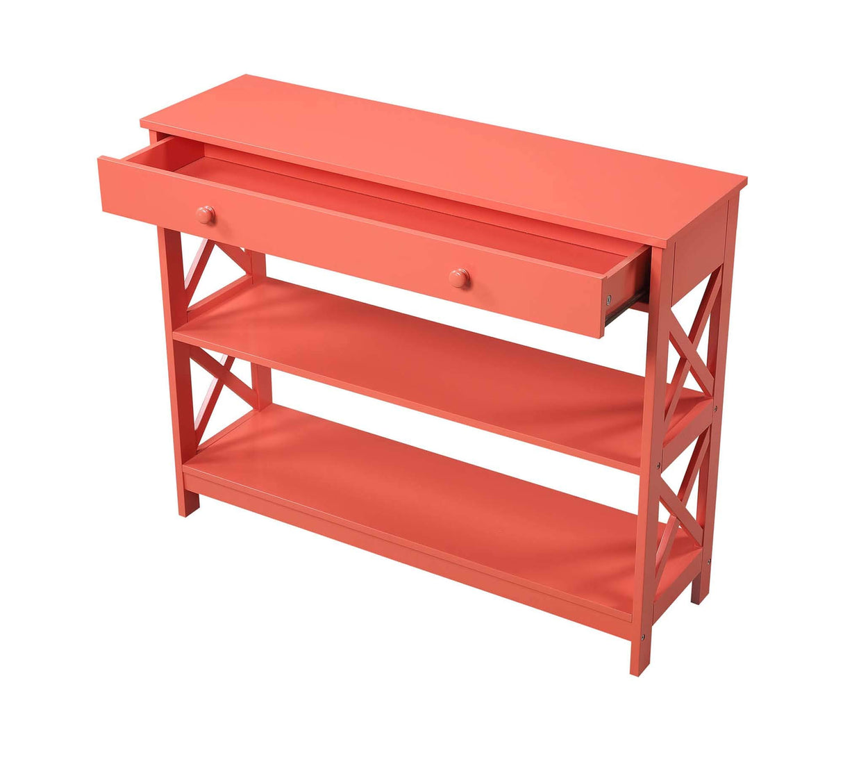 Convenience Concepts Oxford 1 Drawer Console Table with Shelves, Coral Convenience Concepts
