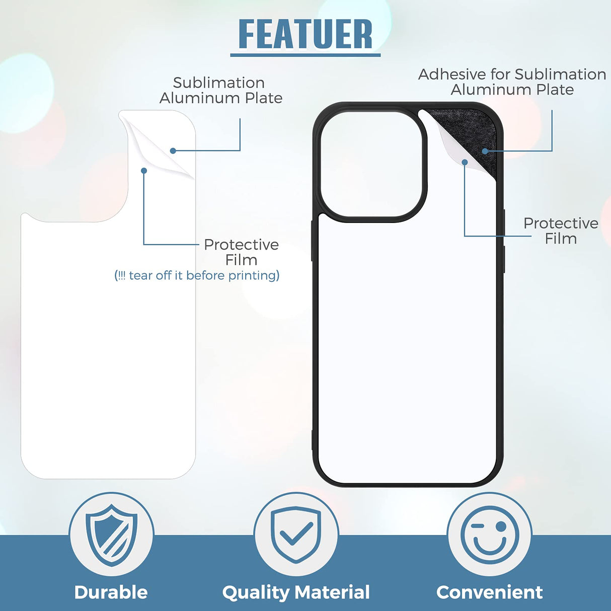 Flutesan 6 Pieces Sublimation Phone Case Covers Thermal Blank Printable Cell Phone Cases for DIY Customized Black Edge Cover Heat Transfer Press Phone Case (Compatible with iPhone 13pro) Flutesan