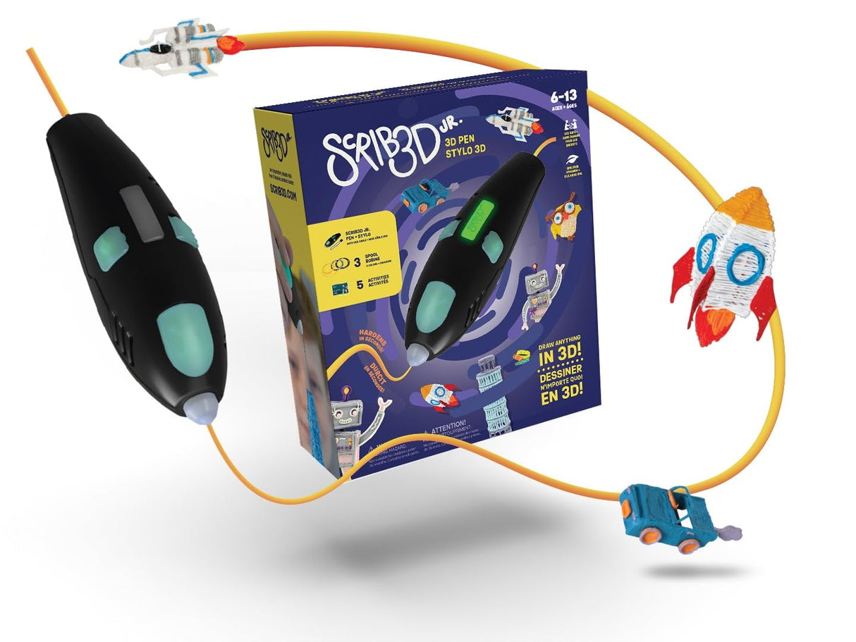 SCRIB3D Junior 3D Printing Pen Set for Kids with Filament, Activity Guide, and USB Charging Cable SCRIB3D