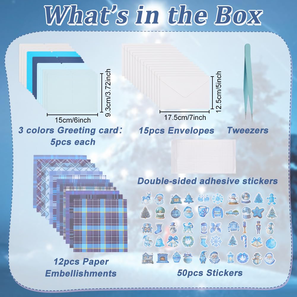 FREEBLOSS 15 Set DIY Card Making Kit for Adults Winters Card Making Kit DIY Handmade Greeting Card Kit Perfect for Christmas Gift Cards for Birthday Wedding Congratulation FREEBLOSS