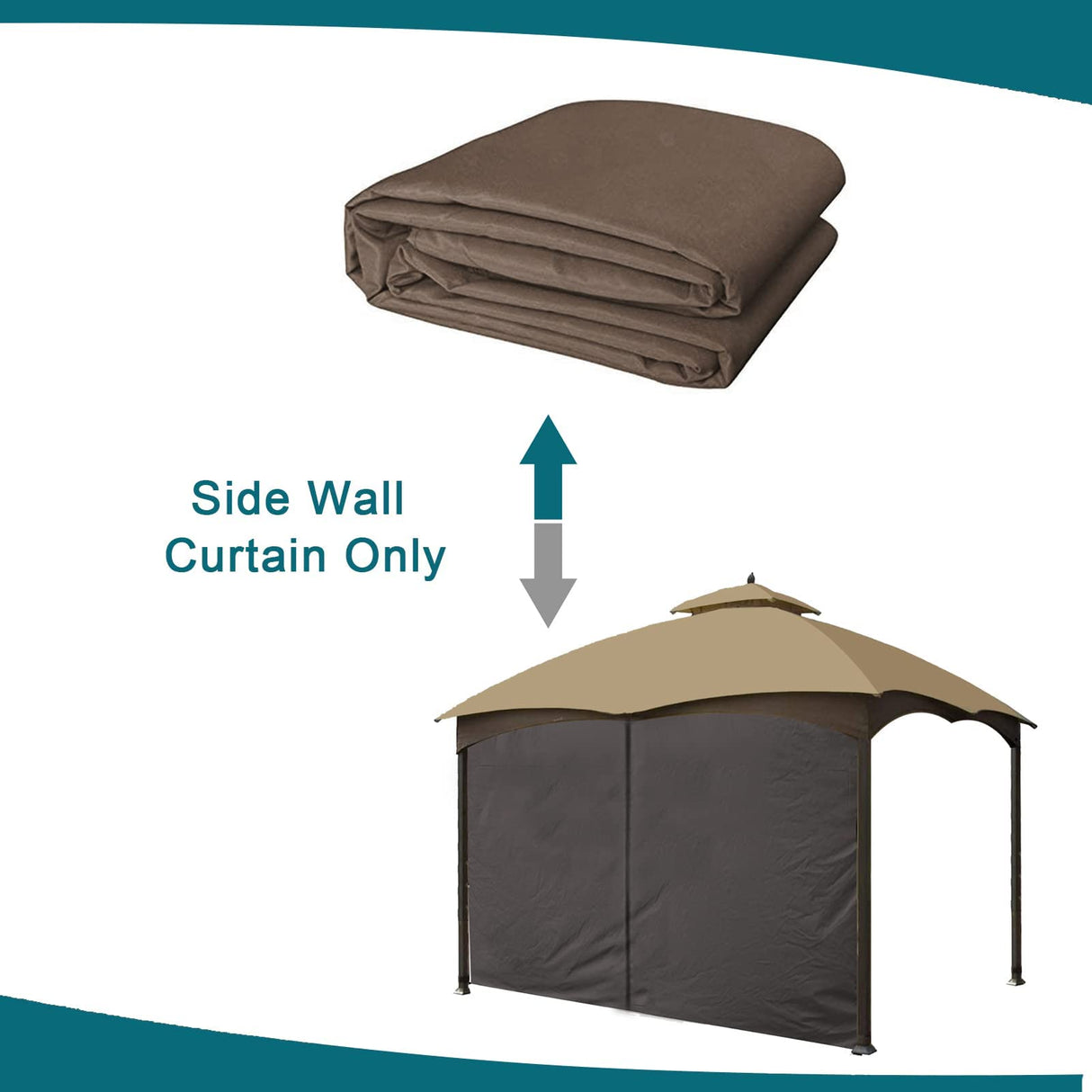 Gazebo Universal Replacement Privacy Curtain - Wonwon Privacy Panel Canopy Side Wall with Zipper for 10' x 12' Outdoor Gazebo (Brown) Wonwon