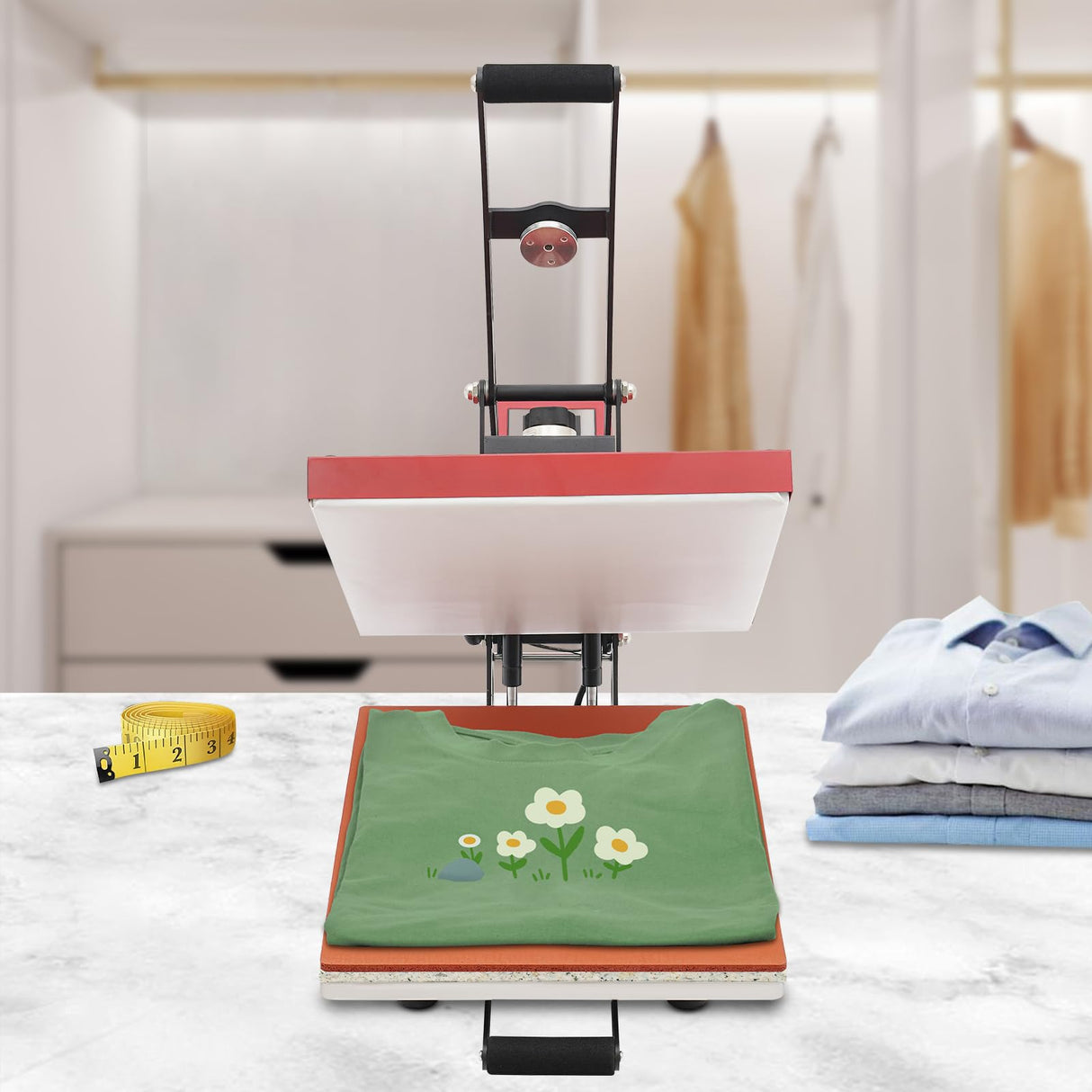 16"x20" Intelligent Control Semi-Automatic Heat Press Machine, Adjustable Pressure Slide Out Vertical Version Heat Printing Presses Transfer Machine with LCD Touchscreen, for T-Shirt, Mug (Red) BUKGOCUMN