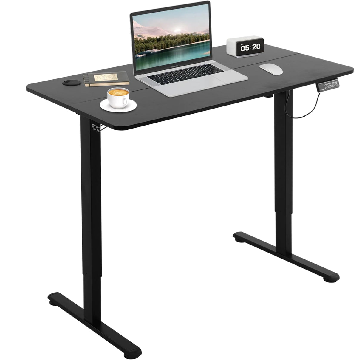 BLKMTY Electric Standing Desk Adjustable Height Computer Desk 24"x40" Home Office Desk Ergonomic Raising Desk Sit Stand Desk with Headphone Hook 20db Noiseless Lifting Desk for Adult, Black BLKMTY