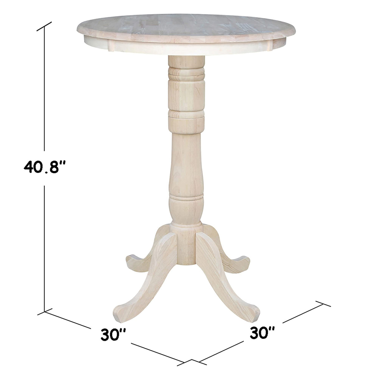 IC International Concepts Round Top Pedestal Dining Table, Unfinished IC International Concepts