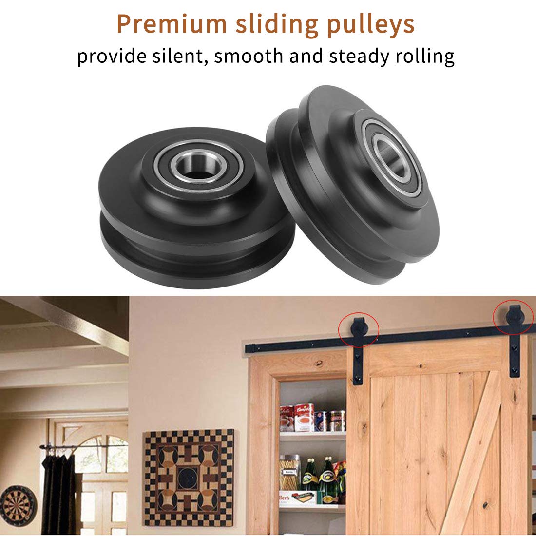 Signstek 10 FT Double Sliding Barn Door Hardware Track Kit, Wood Slab Use, for Garage, Kitchen, Bedroom, Fit 30'' Wide Door Panel-Smoothly and Quitely-Easy to Install (J Shape Hanger) Signstek