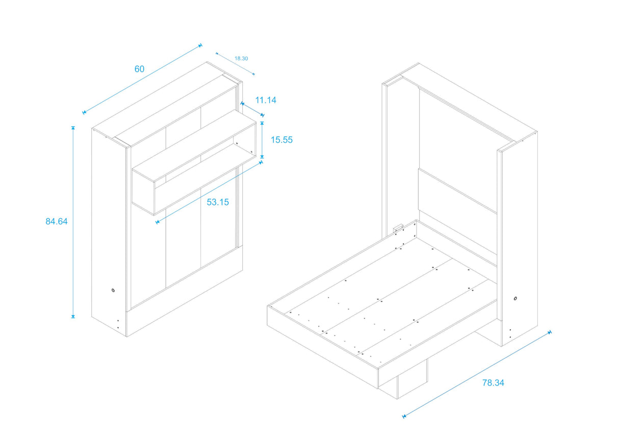 Oakland Living Easy-Lift Full Murphy Wall Bed in White with Shelf Oakland Living