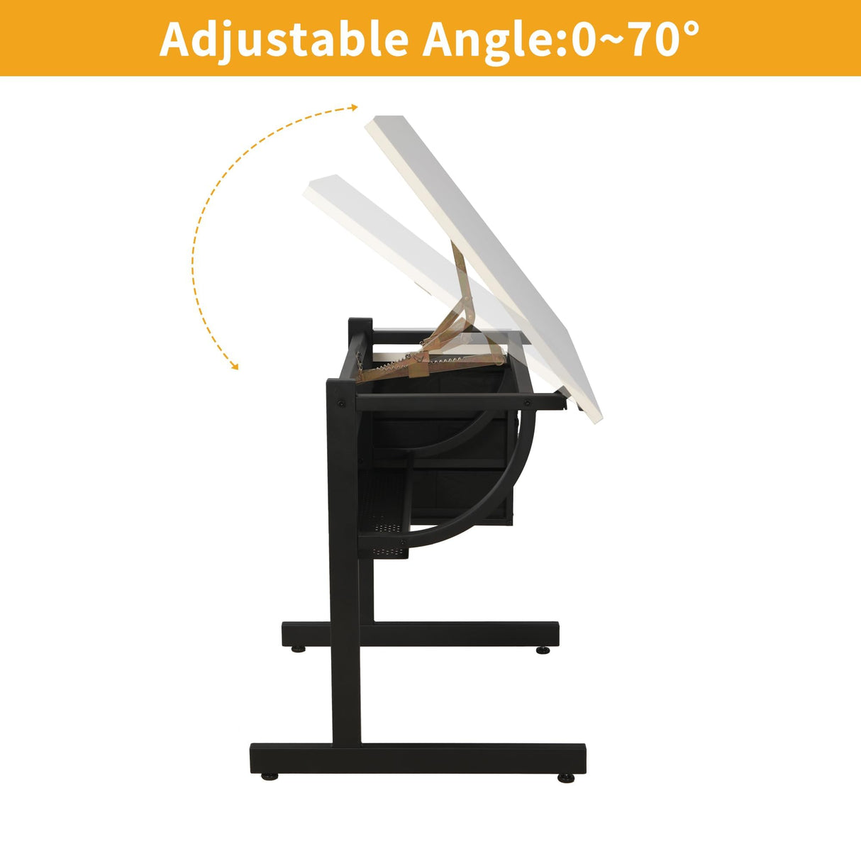 Drafting Table w/Stool,Height Adjustable Drafting Table for Adults ,Tilted Tabletop with Storage Drawers,Multifunctional Art Craft Artists Desk for Reading, Writing, Crafting and Diamond Arts White Gaderth