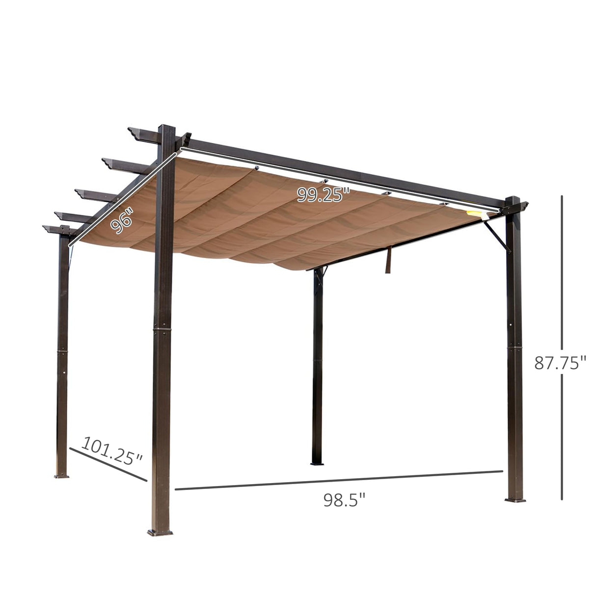 Outsunny 10' x 10' Aluminum Patio Pergola with Retractable Pergola Canopy, Backyard Shade Shelter for Porch, Outdoor Party, Garden, Grill Gazebo, Brown Outsunny