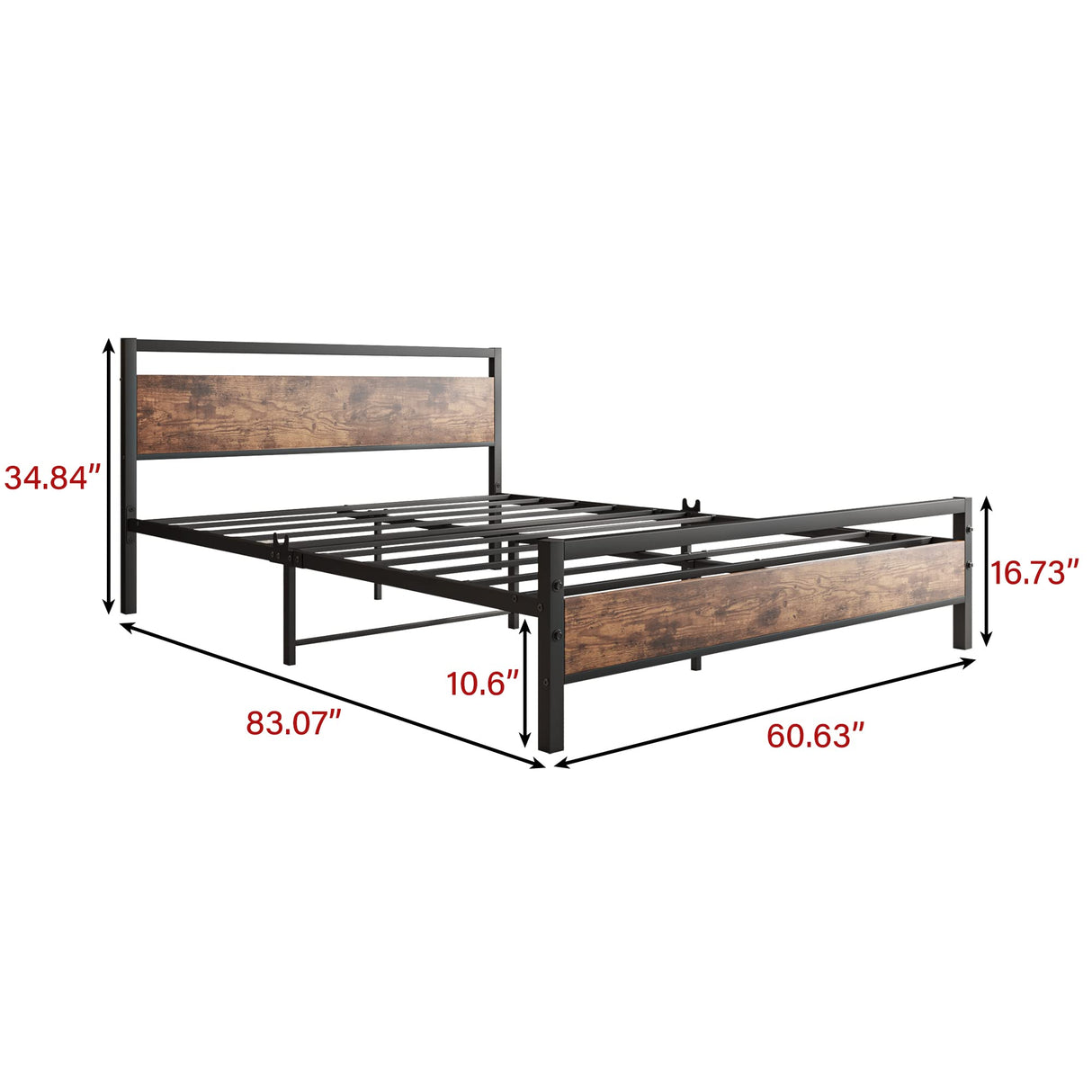 BOFENG Black Queen Size Bed Frames with Wood Headboard,Heavy Duty Platform Bed Frame with Storage No Box Spring Needed,Mattress Foundation,Strong Steel Slats,Noise Free,Brown BOFENG