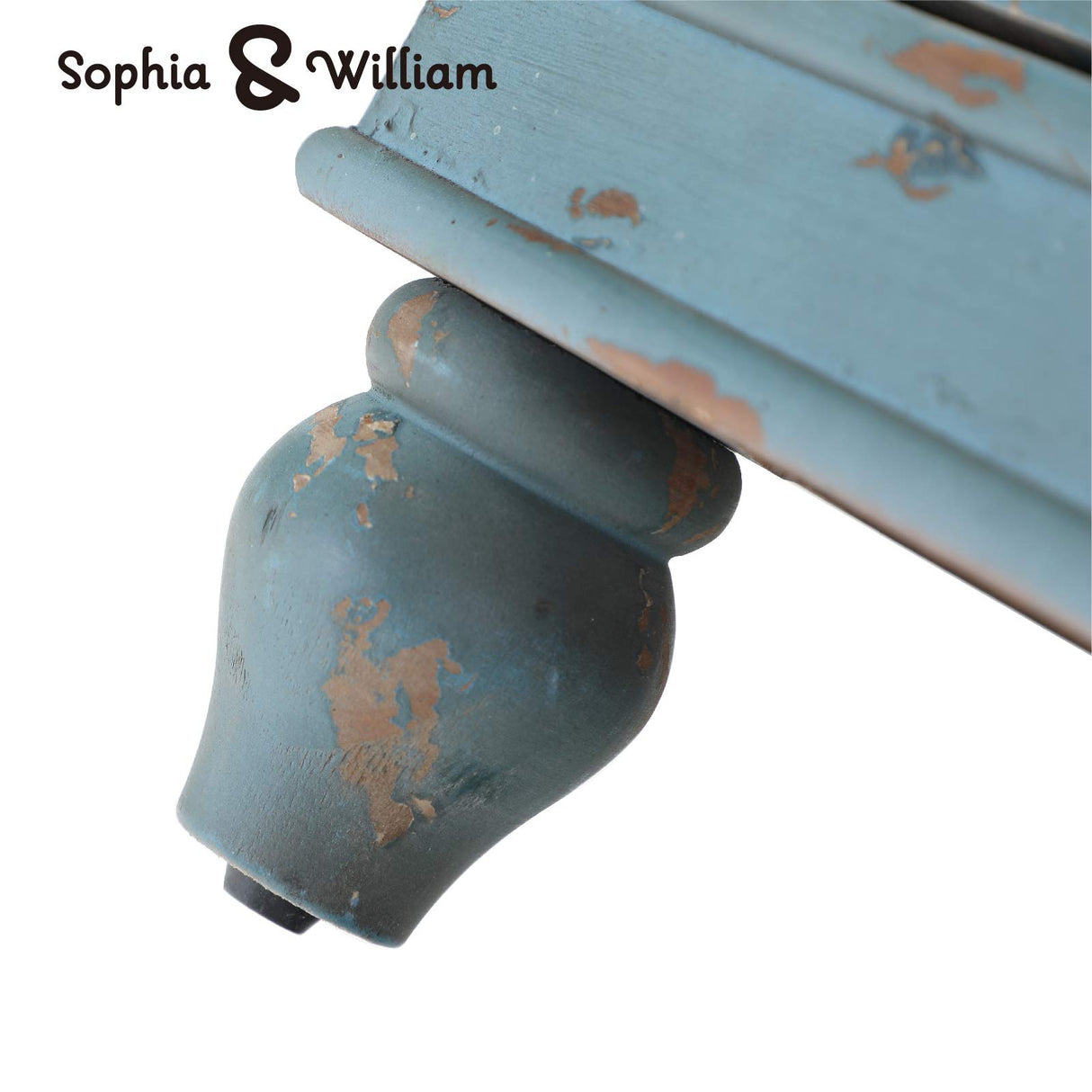 Sophia & William Accent Cabinet with Doors, Distressed Display Storage Cabinet with Wooden Frame and Hollow-Carved Floral Patterns for Entryway Living Room, Blue Sophia & William