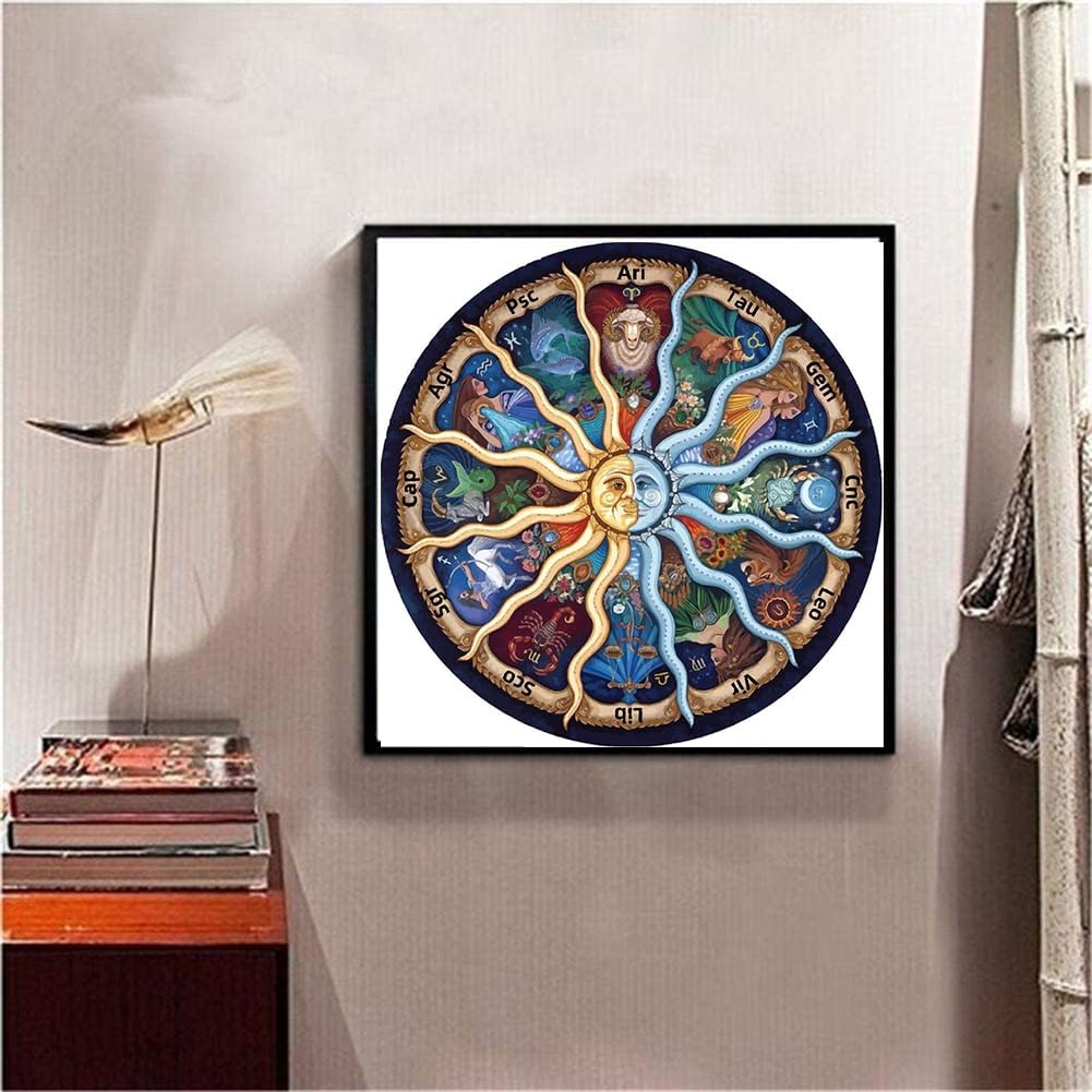 nerwawa 5D Diamond Painting Kits for Adults Full Drill The Twelve Constellations Embroidery Rhinestone Painting(21.65"x21.65"/55x55cm) Ariaden
