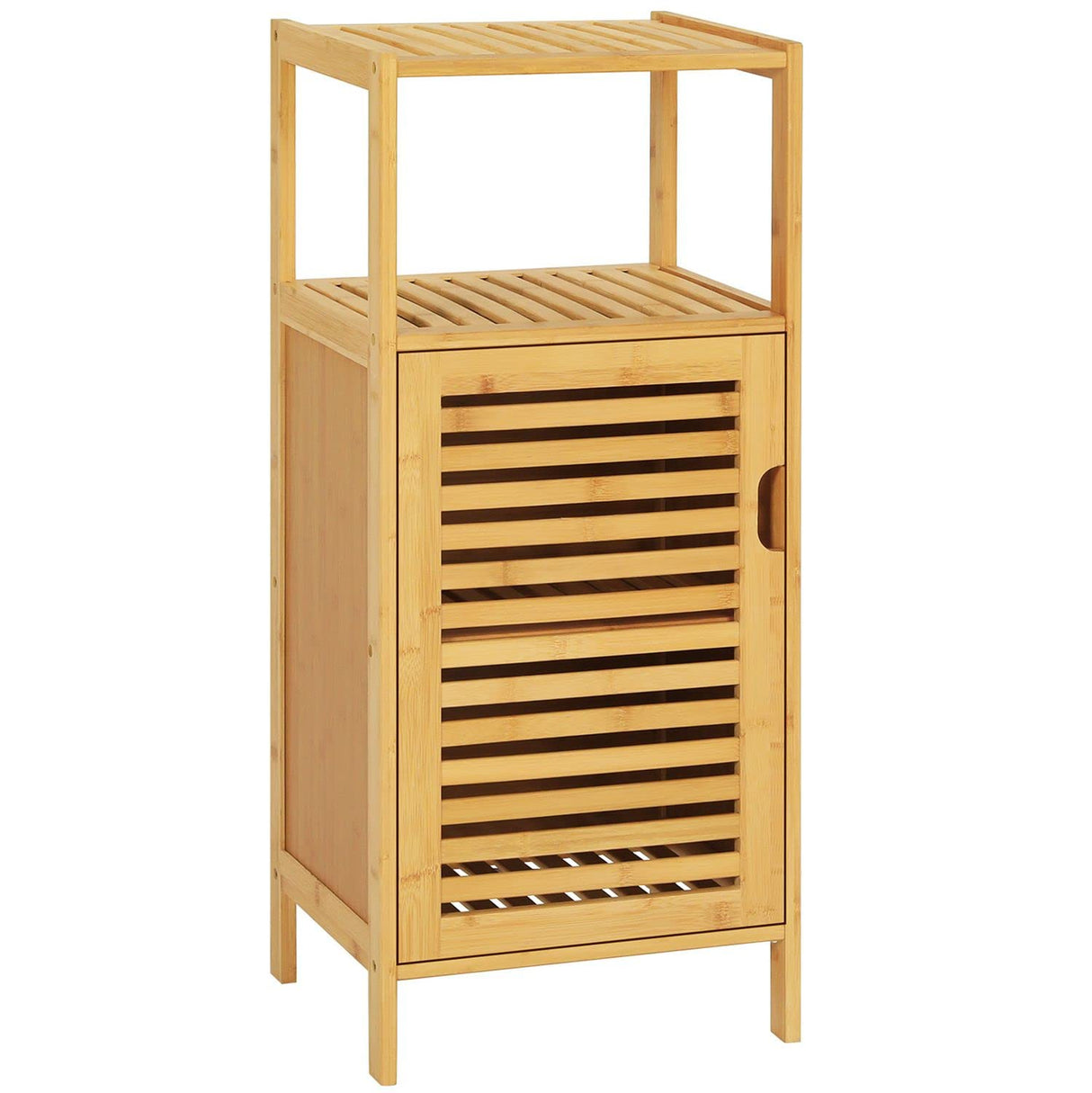VIAGDO Bamboo Cabinet, Bathroom Storage Cabinet with Single Door and Shelf, Freestanding Bathroom Cabinet, Kitchen Cupboard, Sofa Side Table for Living Room/Hallway/Kitchen VIAGDO
