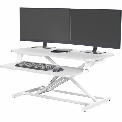 VIVO Desk Converter 32 inch Height Adjustable, MDF Wood Sit to Stand Riser, White, DESK-V000SW
