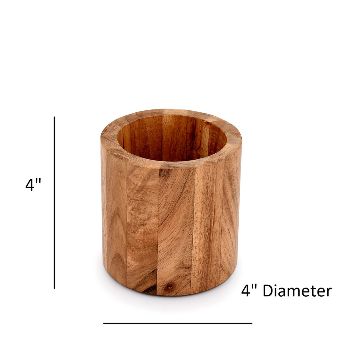 NIRMAN Acacia Wood Pencil/Pen Holder for desk, Round Desktop Organizer for Desk Multi Purpose Use for Home School Office Supplies (4" x 4" x 4") NIRMAN