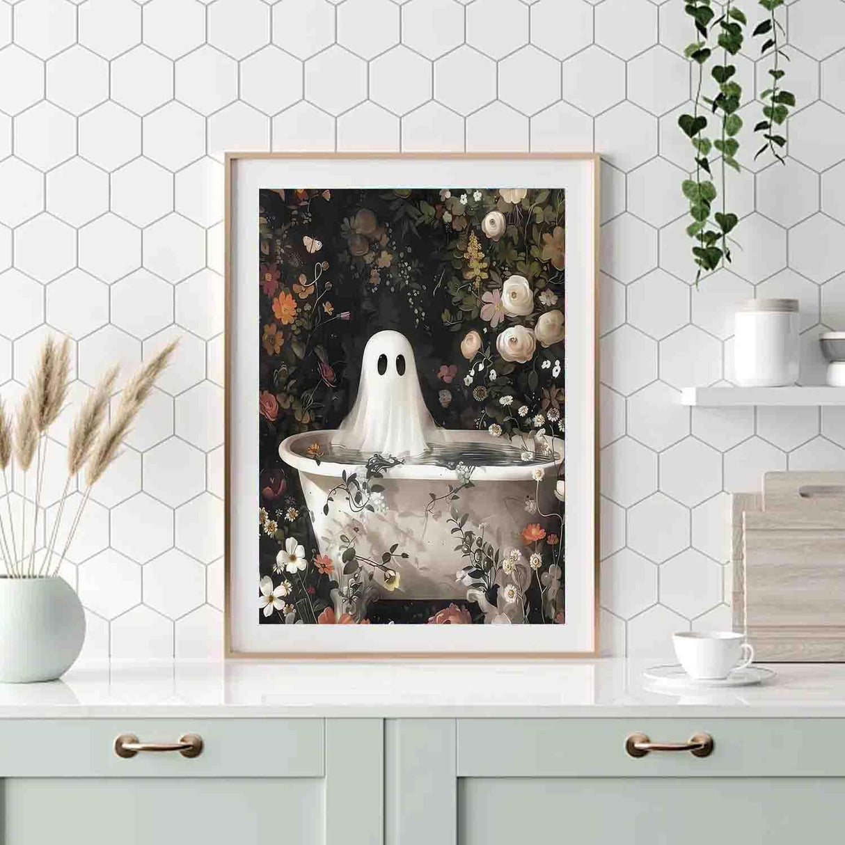 DYAIANGMU Halloween Paint by Numbers Kit for Adults Beginner,Ghost Flower Paint by Number Kits on Canvas for Adults Beginner,Digital Oil Painting Kits for Home Wall Decor 19.6X15.7 Inch (with Frame) DYAIANGMU