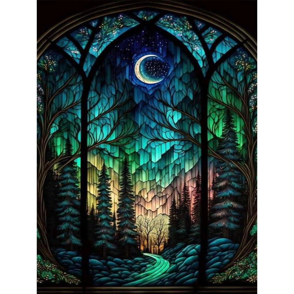 bleihum Starry Night Diamond Painting Kits- Tree Diamond Art for Adults,Gem Painting Crafts for Adults Home Wall Decor,DIY 5D Gem Art Moon Perfect for Relaxation(12x16 Inch) bleihum