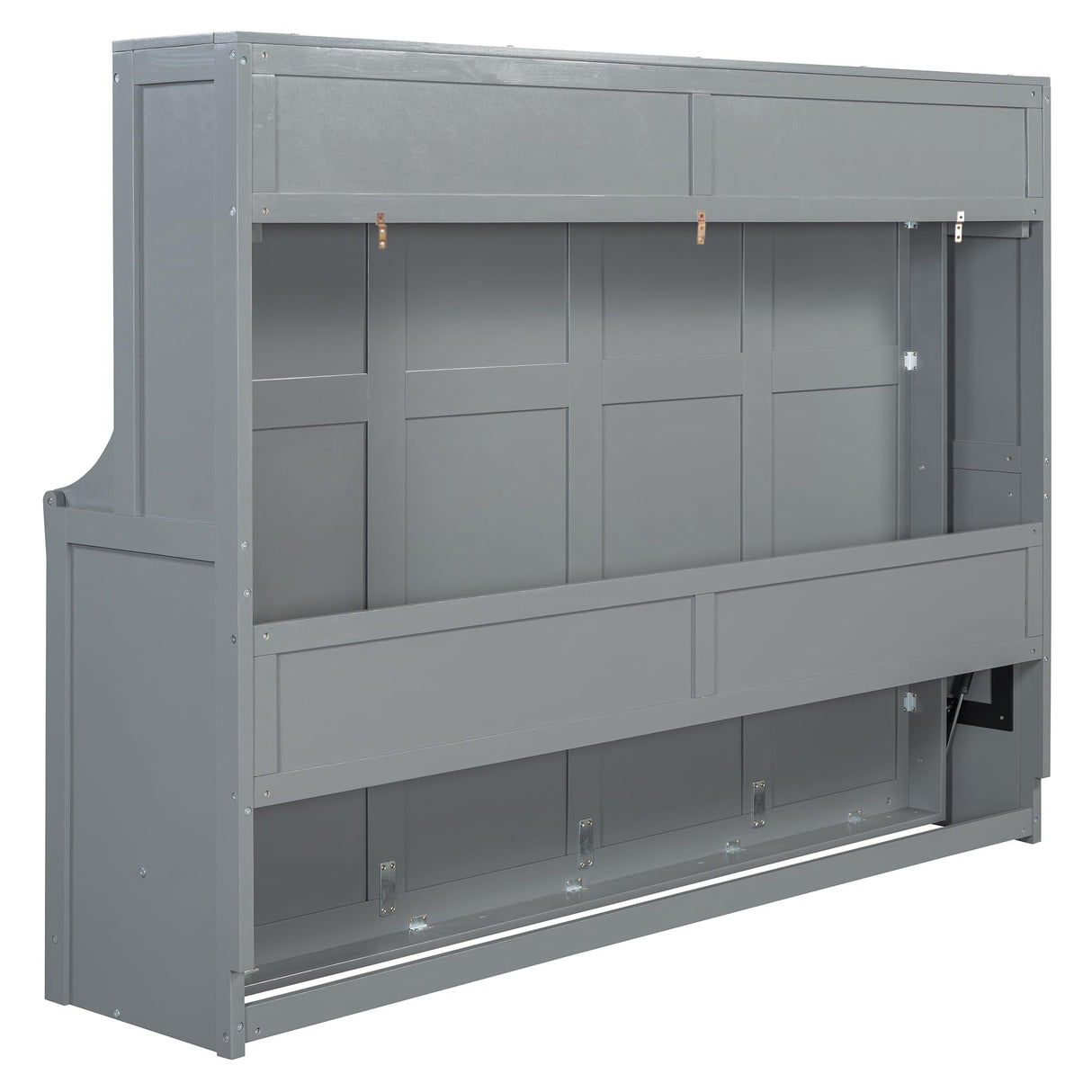 Ball & Cast Murphy Bed Queen Size Hideaway Beds with Hydraulic Lift & Desk Design,Industrial Multifunction Wood Wall Cabinets Bedframe W/Hardware Chain,Space-Saving for Apartment,Gray Ball & Cast