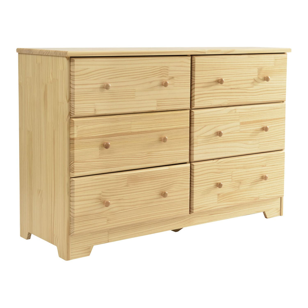 Better Home Products Solid Pine Wood 6 Drawer Double Dresser in Natural. Better Home Products