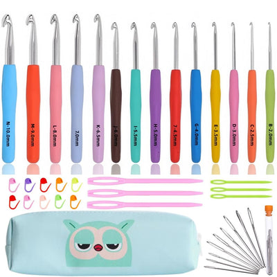 Crochet Hook Set,14 Sizes Crochet Hooks for Arthritic Hands,Crochet Hooks Ergonomic Soft Grip with Case,Crochet Needles(Size B-Size N)