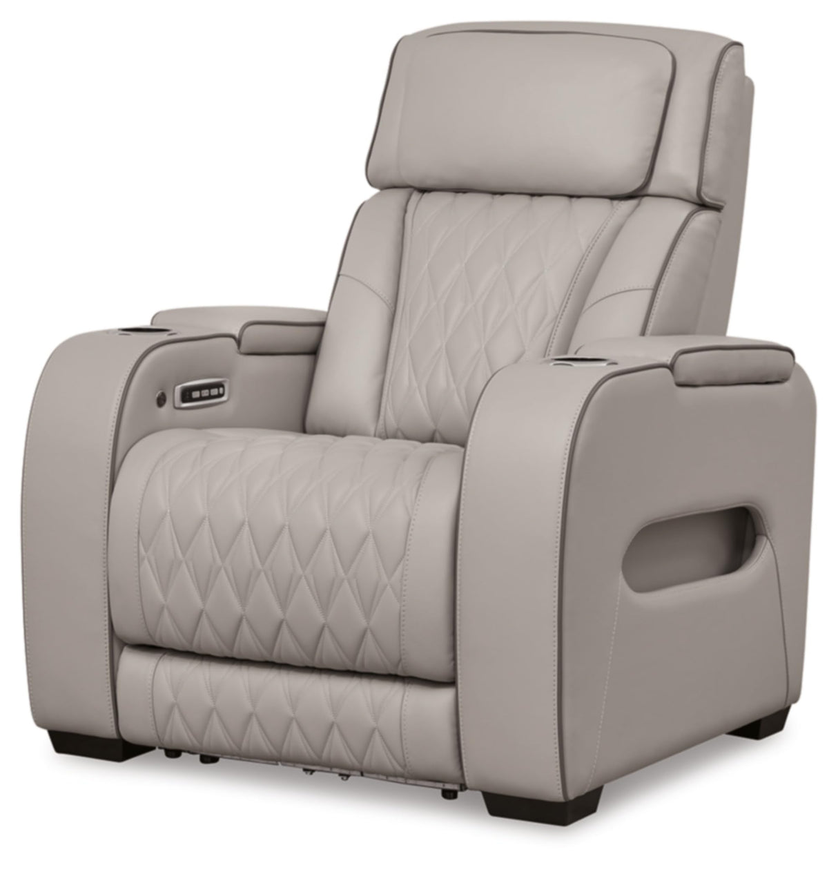 Signature Design by Ashley Boyington Contemporary Leather Match Power Recliner with Adjustable Headrest, Cup Holders, USB Port and Air Massage System, Light Gray Signature Design by Ashley