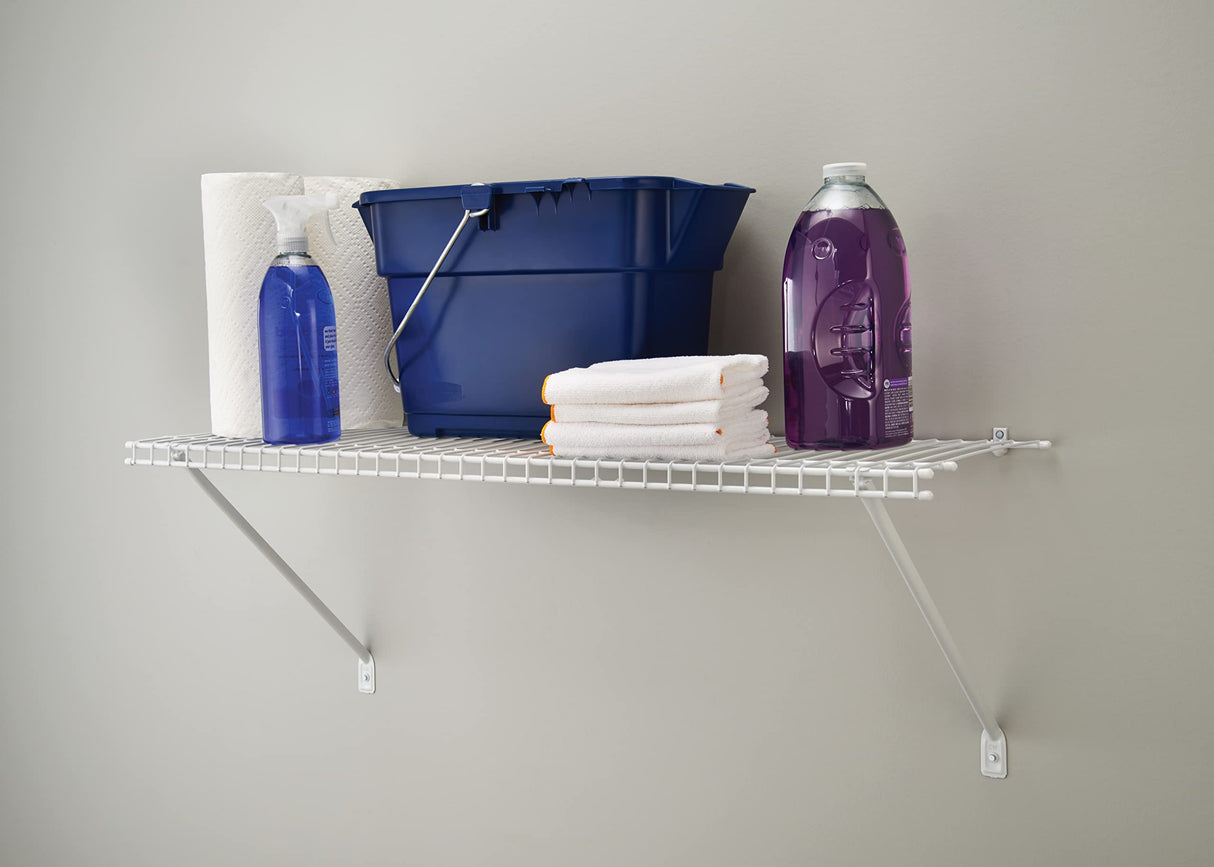 ClosetMaid Wire Shelf Kit with Hardware, 3 Ft. Wide, for Pantry, Closet, Laundry, Utility Storage, White Vinyl Finish ClosetMaid