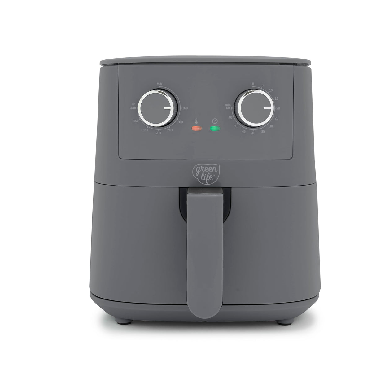 GreenLife 4.5QT Mechanical Air Fryer, PFAS-Free Ceramic Nonstick Crisper Drawer, Adjustable Temperature Timer Dial, LED Indicator, Holiday Gifting, Dishwasher Safe, Compact Kitchen Essential, Graphite GreenLife