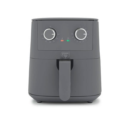 GreenLife 4.5QT Mechanical Air Fryer, PFAS-Free Ceramic Nonstick Crisper Drawer, Adjustable Temperature Timer Dial, LED Indicator, Holiday Gifting, Dishwasher Safe, Compact Kitchen Essential, Graphite