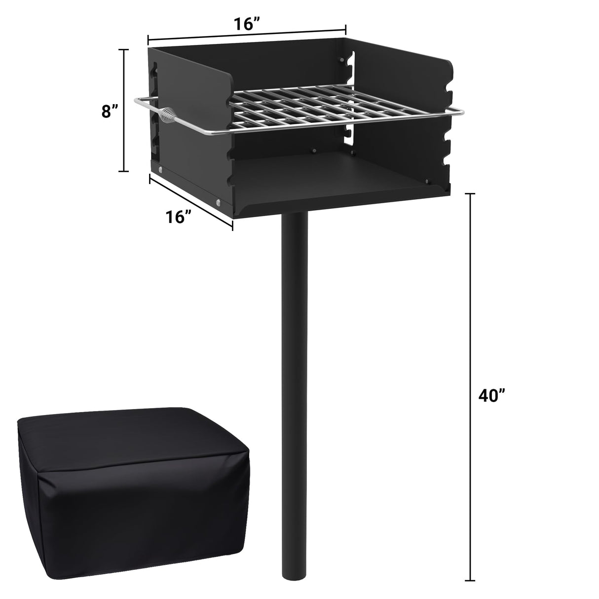 Toriexon Park Grill with Stainless Steel Cooking Grate, Heavy Duty Park Style Charcoal Grill with Grill Cover, Outdoor Park Grill for Backyard, Camping, 16'' L x 16'' W x 8'' H Toriexon